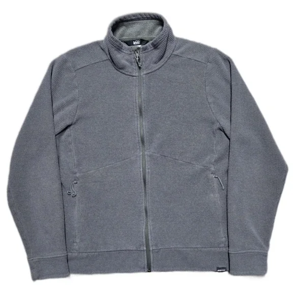 REI Co Op Womens L Midweight Waffle Fleece Jacket Full Zip Zip Pockets Mock Neck - Picture 16 of 16